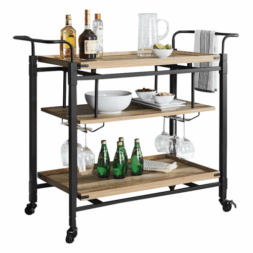 Servírovací vozík, dub / černá, DOKAT