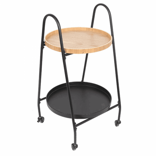 Servírovací vozík, dub / černá, GUJA