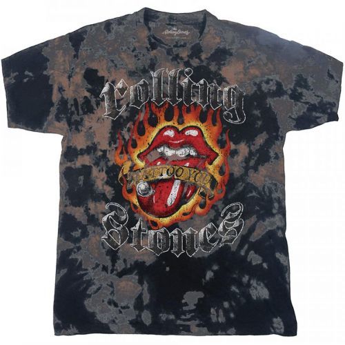 Rolling Stones - Tričko Tattoo Flames - Unisex, Šedá, S