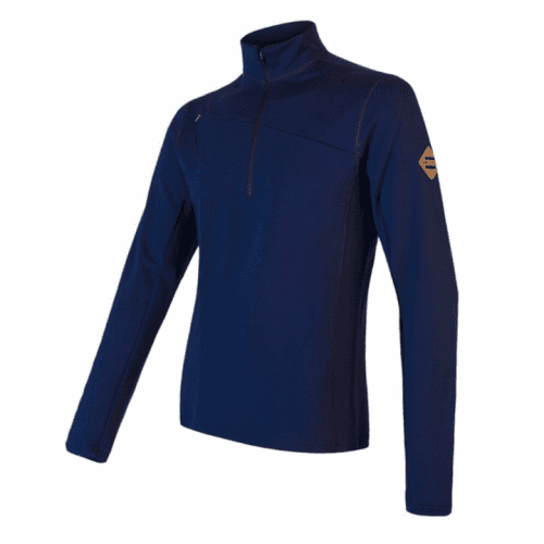 Pánska mikina Sensor Merino Upper krátky zips deep blue