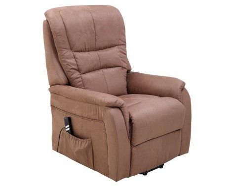 Polohovateľné relaxačné TV kreslo Fatima, hnedá látka%
