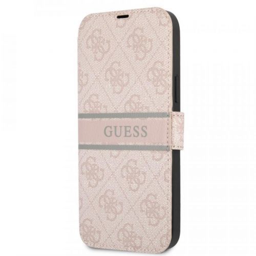 GUBKP13S4GDPI Guess PU 4G Printed Stripe Book Pouzdro pro iPhone 13 Mini Pink
