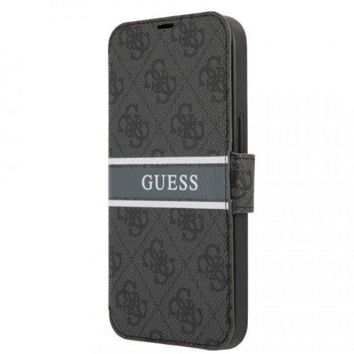 GUBKP13S4GDGR Guess PU 4G Printed Stripe Book Pouzdro pro iPhone 13 Mini Grey