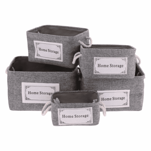 Látkové košíky, set 5 ks, šedá, APOK