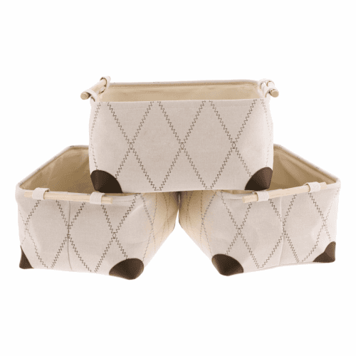 Látkové košíky s oušky, set 3 ks, bílá, VOX