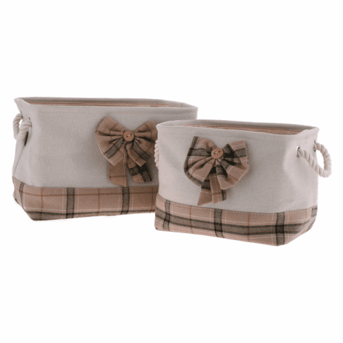 Látkové košíky s oušky, set 2 ks, béžová / hnědá, MOLIS