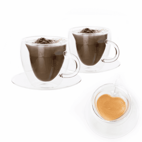 Termo pohár šálek Heart s podšálky, 2 ks, ve tvaru srdce, 250 ml, HOTCOLDER TYP 29