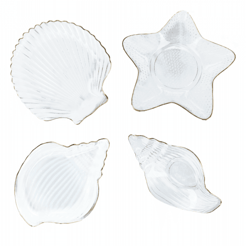 Servírovací misky, set 4 ks, sklo, PURE SHELLS