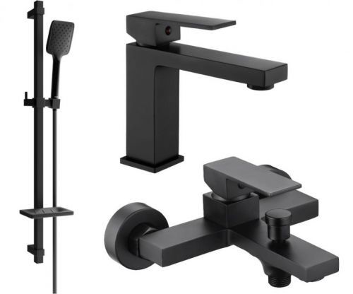 MEXEN/S - Uno DQ62 Set umývadlovej a vaňovej batérie s príslušenstvom, čierna 71403DQ62-70