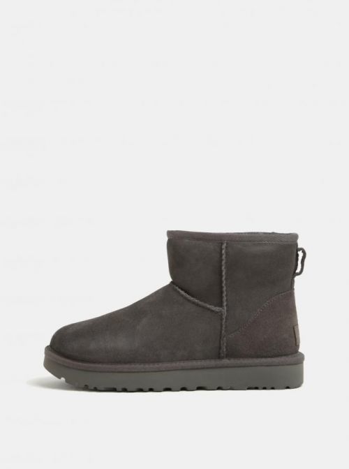 Tmavosivé zimné vodoodolné semišové čižmy UGG Classic Mini II