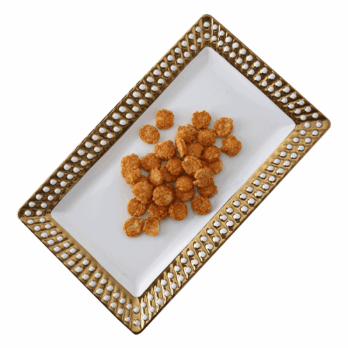 Servírovací talíř, bílá / zlatá, keramika, SISSI