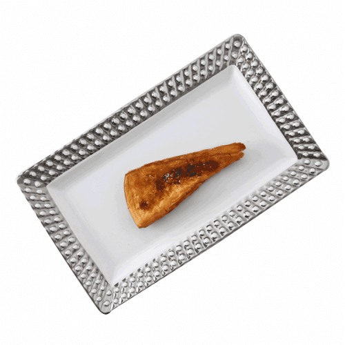 Servírovací talíř, bílá / stříbrná, keramika, VITALIS