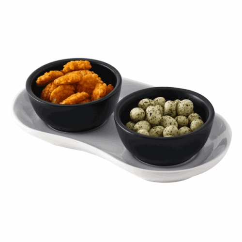 Sada 2 ks misek na podnose, bílá / černá, AMATUS