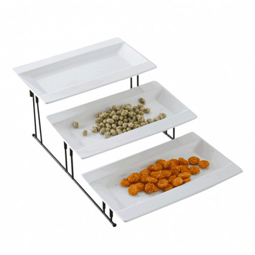 Třípatrový etažér, bílá / černá, AMATO