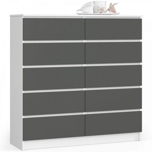 Komoda Kuba 120 cm biela/grafitovo sivá
