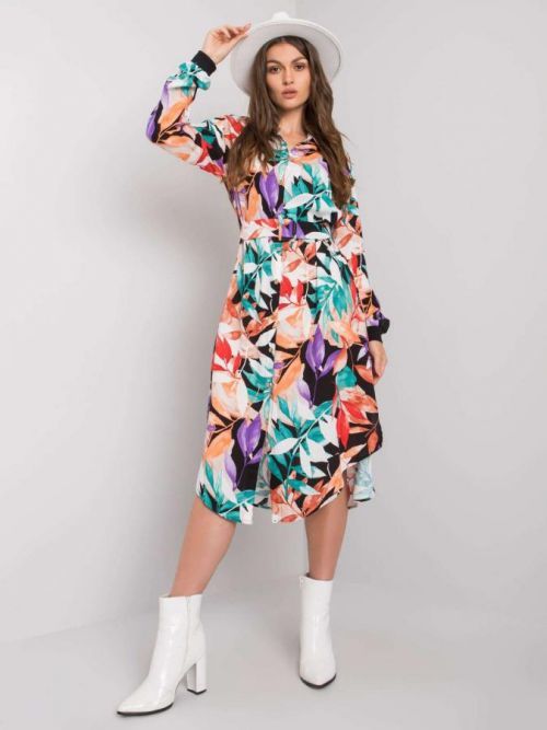 Čierne vzorované volánovej šaty S / M