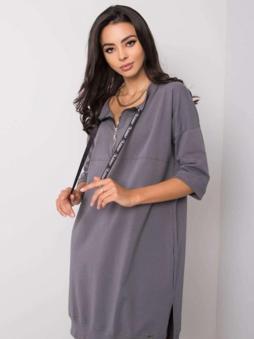 Tmavosivé bavlnené šaty na zips S / M