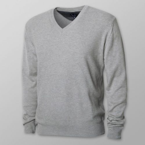 Pánsky sveter sivej farby s výstrihom do V 13314