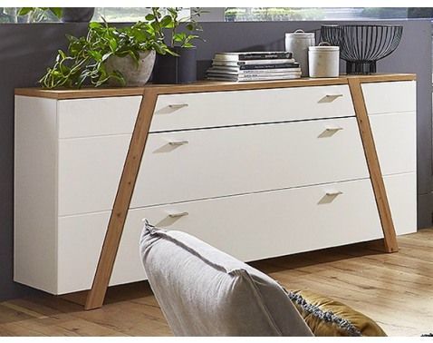 Široká komoda Selma, dub artisan / biela%