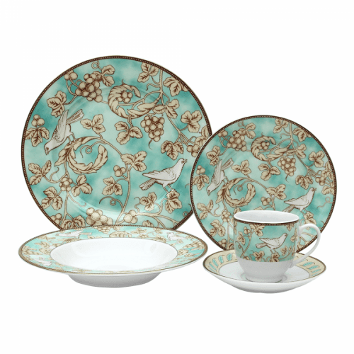 TEMPO-KONDELA DONATELLA TURQUOISE, jídelní souprava, set 20 ks, porcelán