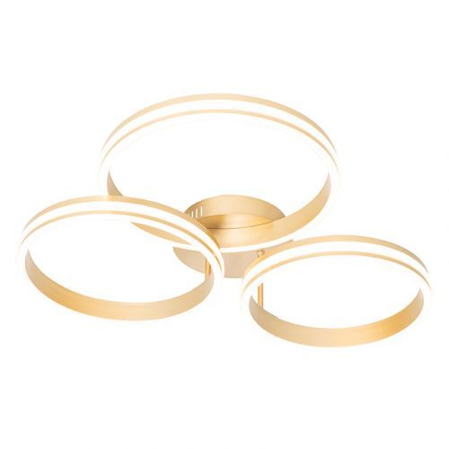 Plafondlamp messing incl. LED 3-staps dimbaar 3-lichts - Rondas