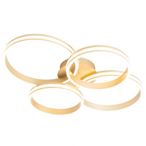 Plafondlamp messing incl. LED 3-staps dimbaar 4-lichts - Rondas