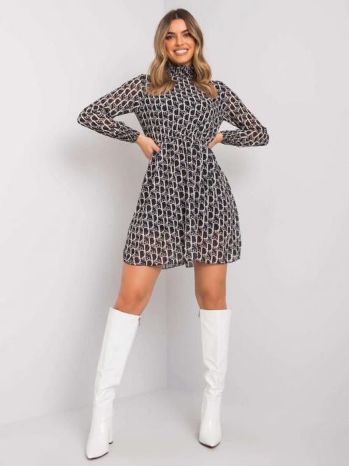 RUE PARIS Čierne dámske šaty s potlačou S / M