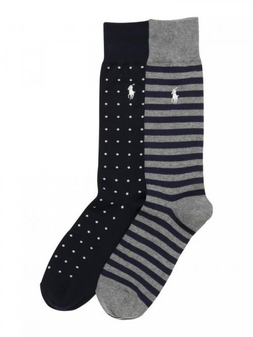 Polo Ralph Lauren Ponožky 'COTTON-DOT STRIPE-CRW-2PK'  námornícka modrá