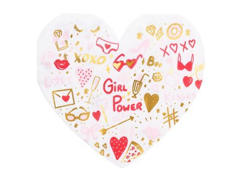 PartyDeco Servítky srdce - Girl Power 16 x 15cm 20 ks