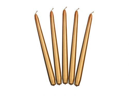 PartyDeco Kónická sviečka metalická - zlatá 24 cm