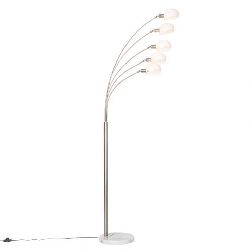 Design vloerlamp staal met opaal glas 5-lichts - Sixties Marmo