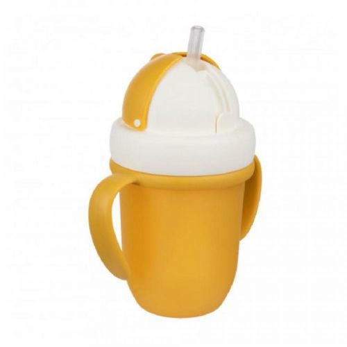 Canpol babies hrníček se silikonovou slámkou 210ml MATT žlutý