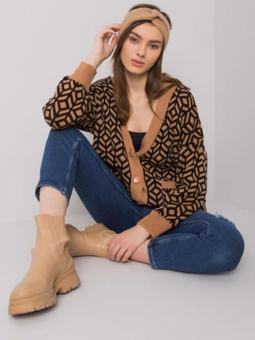 Dámsky sveter na gombíky Abrantes - čierno-béžový - Uni