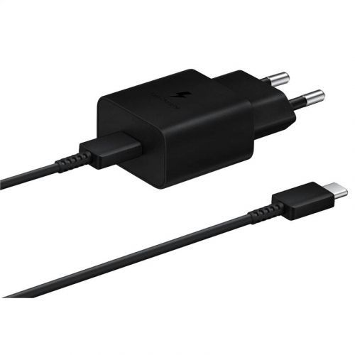 Nabíjačka do siete Samsung USB-C 15W + USB-C kabel (EP-T1510XBEGEU) čierna Samsung originální nabíječka do zásuvky s USB-C kabelem a podporou rychlona