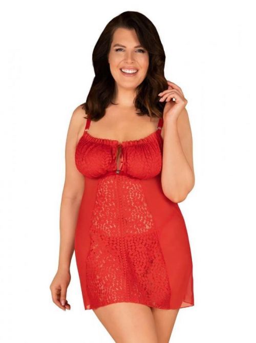 Zvodná košieľka Blossmina chemise - Obsessive červená 4XL / 5XL