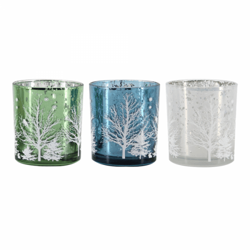 Svícny, set 3 ks, zelená/bílá/modrá, sklo, GOLAN TYP 2