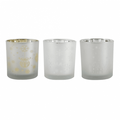 Svícny, set 3 ks, stříbrná/zlatá, sklo, GOLAN TYP 3