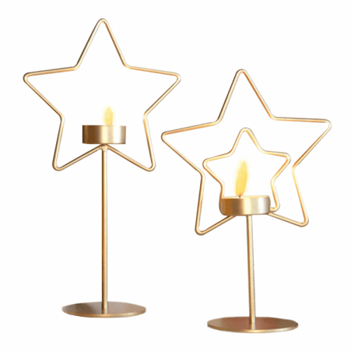 Kovové svícny, set 2 ks, zlatá, MERLEN