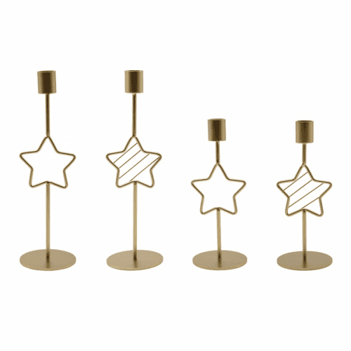 Kovové svícny, set 4 ks, zlatá, TONIL