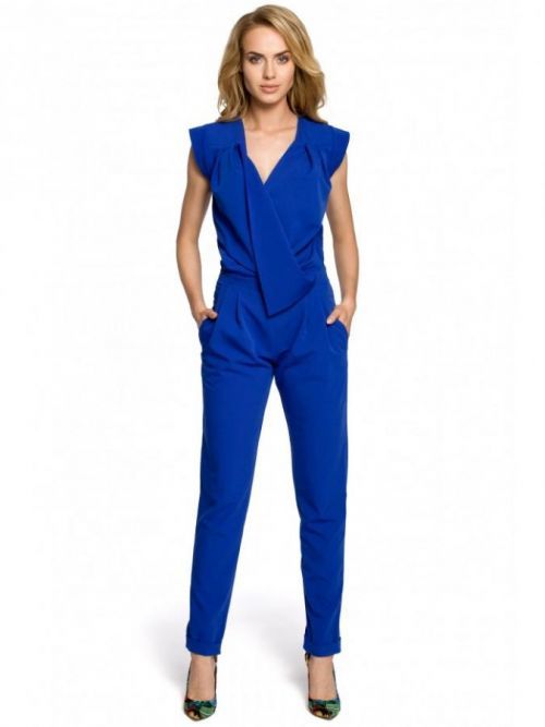M196 Sleeveless, draped jumpsuit  EÚ S. kráľovská modrá