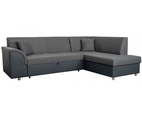 Rohová sedacia súprava Bernett, antracitová ekokoža/sivá látka, pravý roh%