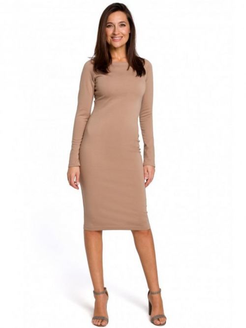 S152 Bodycon midi dress  EÚ S. béžový