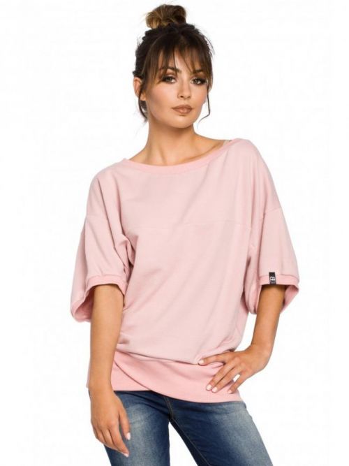 B048 Oversized blouse with a wrap detail  EU S / M prášok