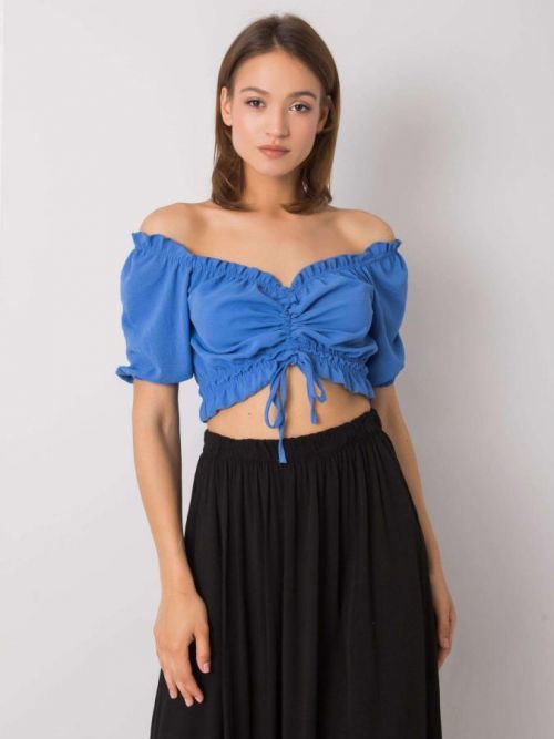 RUE PARIS Modrá krátka blúzka S