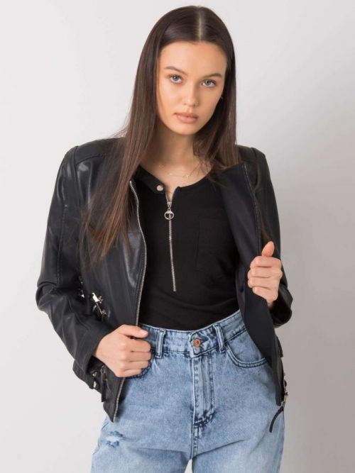 Dámska čierna kožená motorkárska bunda S