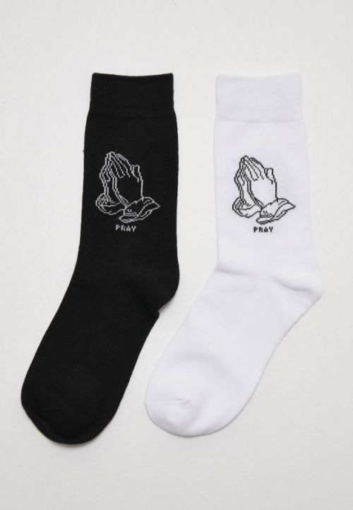 Mister Tee Pray Hands Socks 2-Pack black/white - 43-46