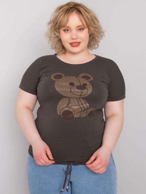 Tmavo khaki blúzka veľkosti plus so sťahovacími šnúrkami one size