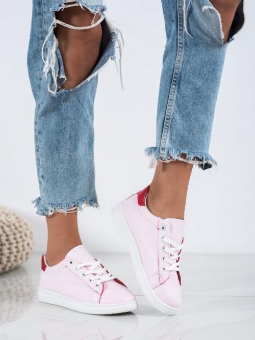 Zaujímavé dámske ružové tenisky bez podpätku 36