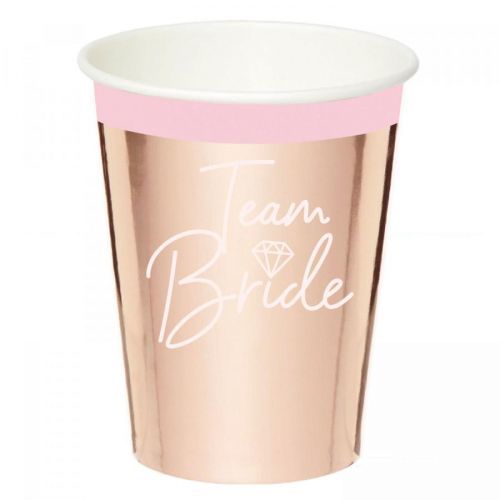 Amscan Poháre ružovozlaté - Team Bride 8 ks 250 ml