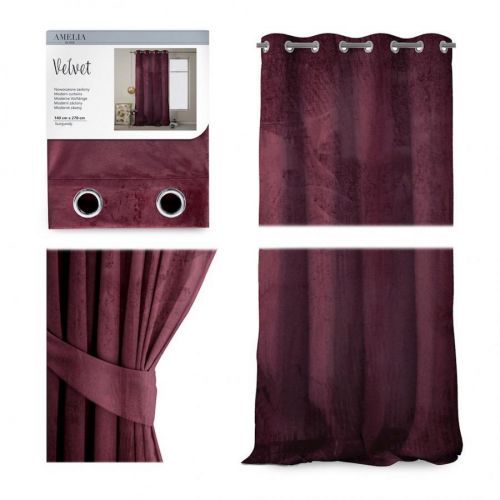 Závěs AmeliaHome Velvet burgundový